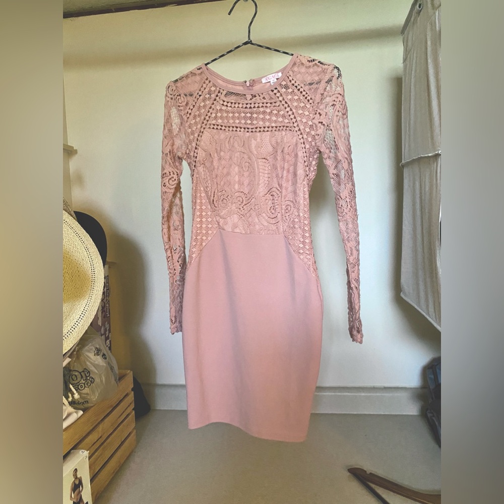 Baby Pink Long Sleeve Dress